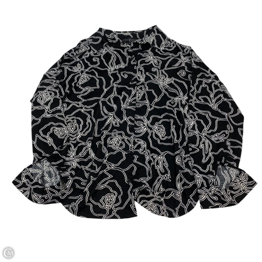 Top Long Sleeve By Fred David In Black & White, Size: S