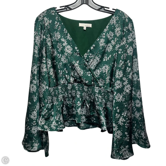 Top Long Sleeve By June & Hudson In Green & Grey, Size: M