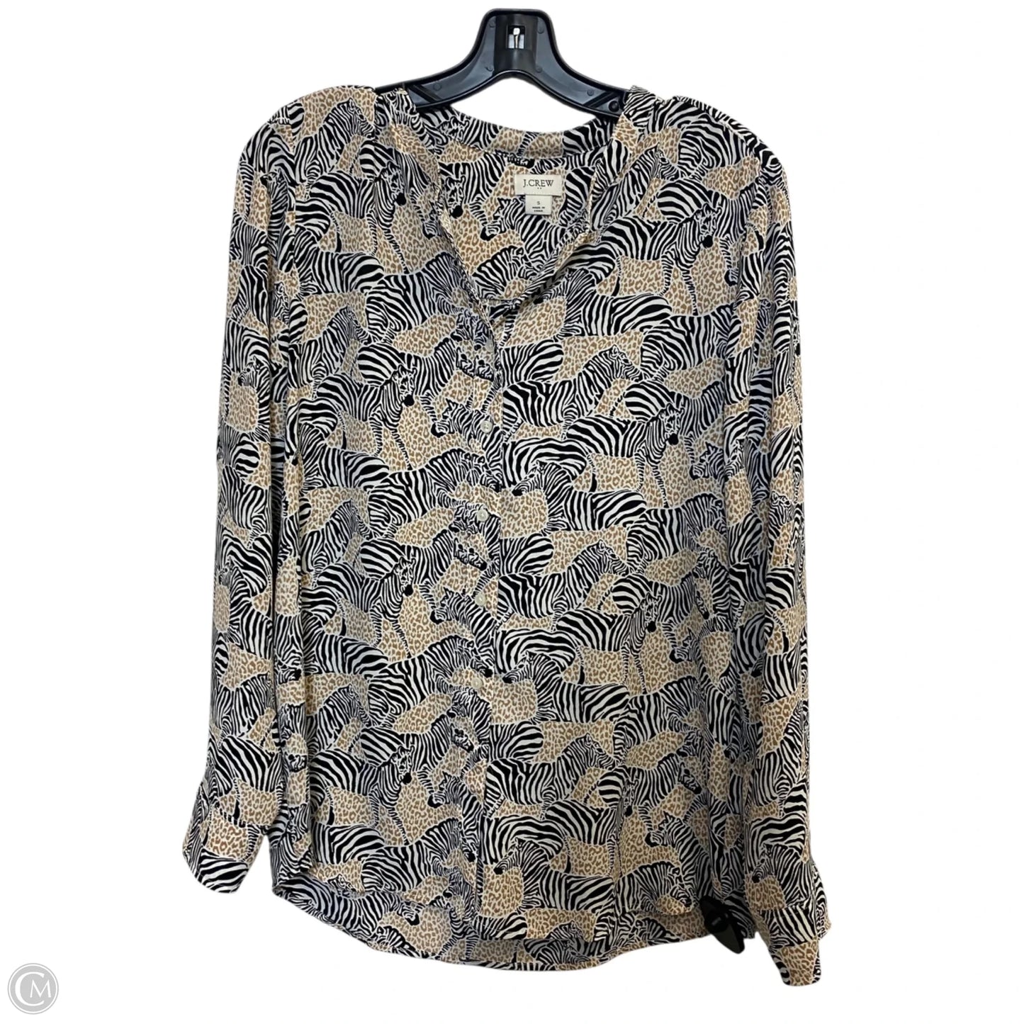 Top Long Sleeve By J. Crew In Black & Cream, Size: S
