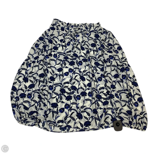 Top Long Sleeve By Rose And Olive In Blue & White, Size: S
