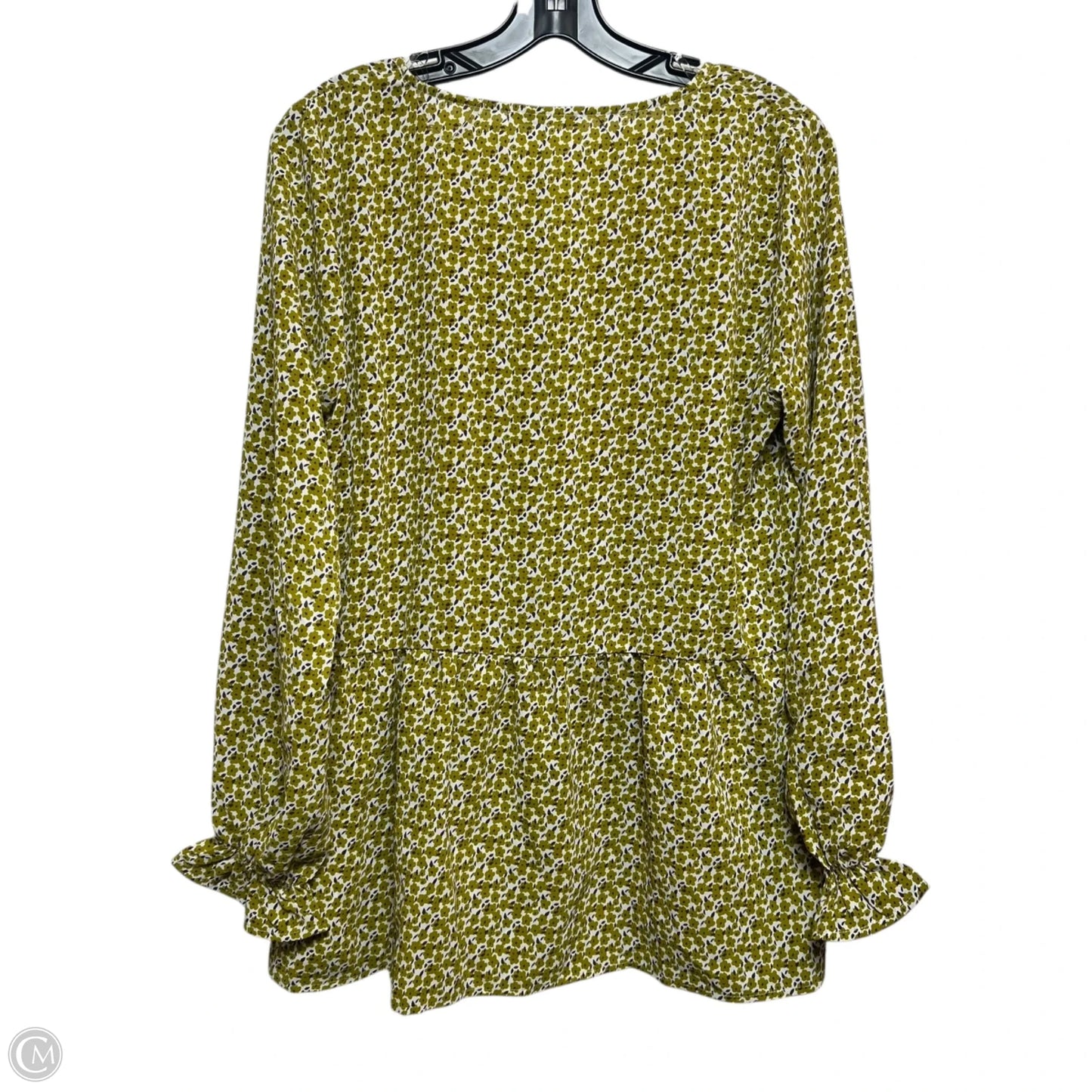 Top Long Sleeve By Staccato In Green & White, Size: M