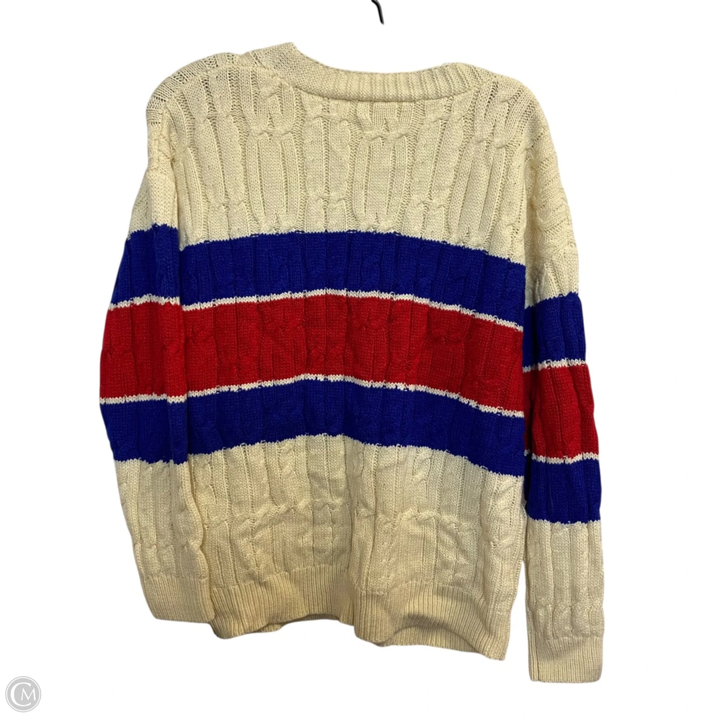 Sweater Cardigan By Cmf In Blue & Cream, Size: S