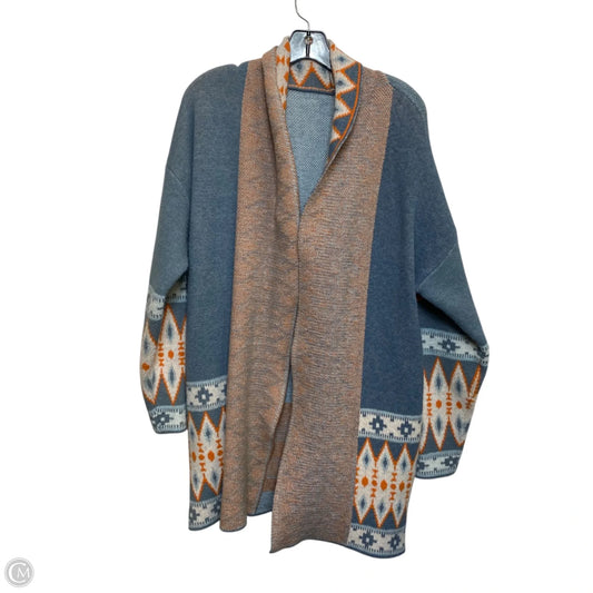 Sweater Cardigan By Cmf In Blue & Orange, Size: L