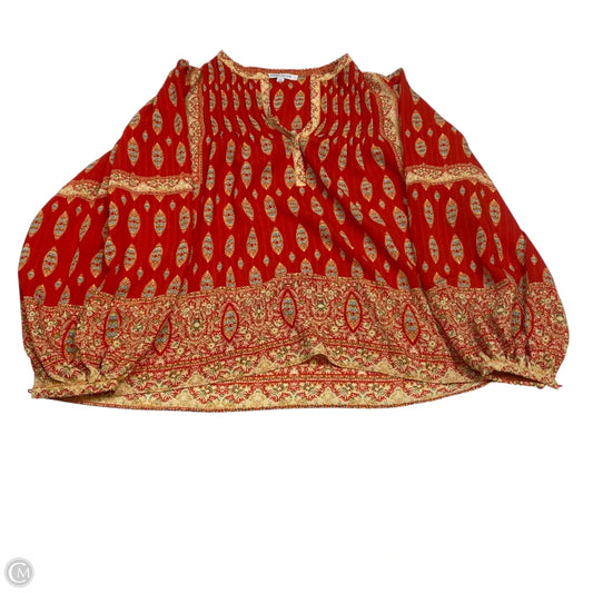 Top Long Sleeve By Rose And Olive In Red & Yellow, Size: M