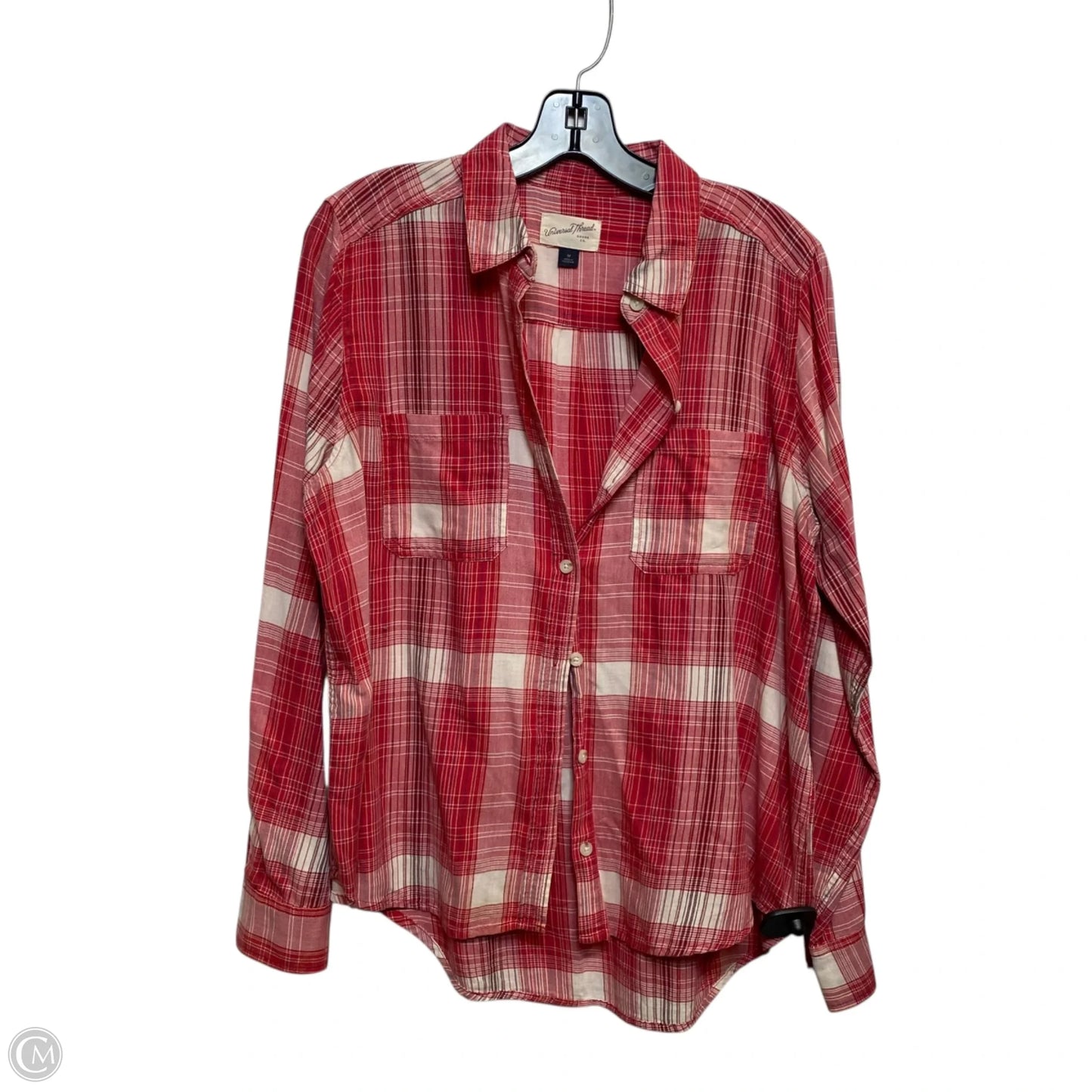 Top Long Sleeve By Universal Thread In Red & White, Size: M