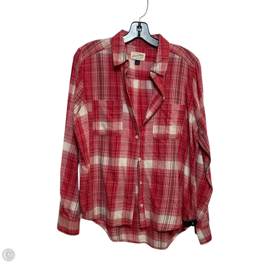 Top Long Sleeve By Universal Thread In Red & White, Size: M