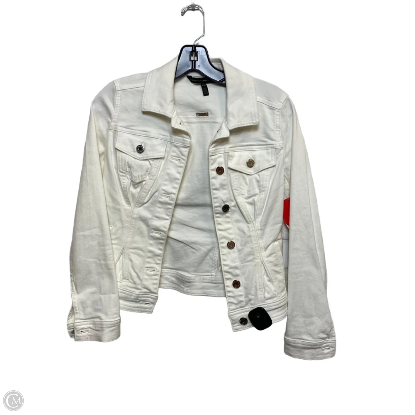 Jacket Denim By White House Black Market In Cream Denim, Size: Xxs