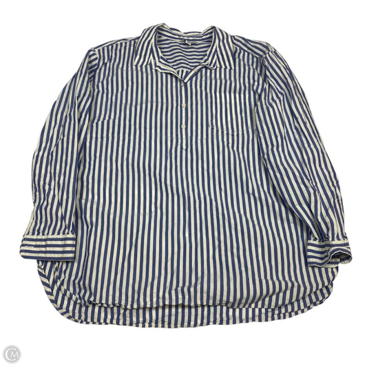 Top Long Sleeve By Lucky Brand In Blue & White, Size: Xl
