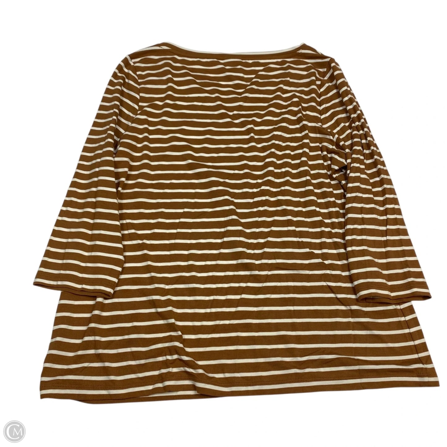 Top 3/4 Sleeve Basic By Chicos In Brown & White, Size: L