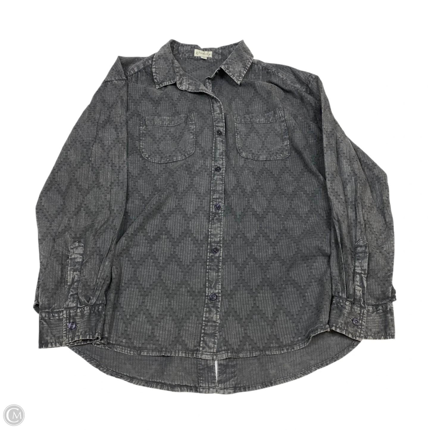 Top Long Sleeve By Wonderly In Grey, Size: L