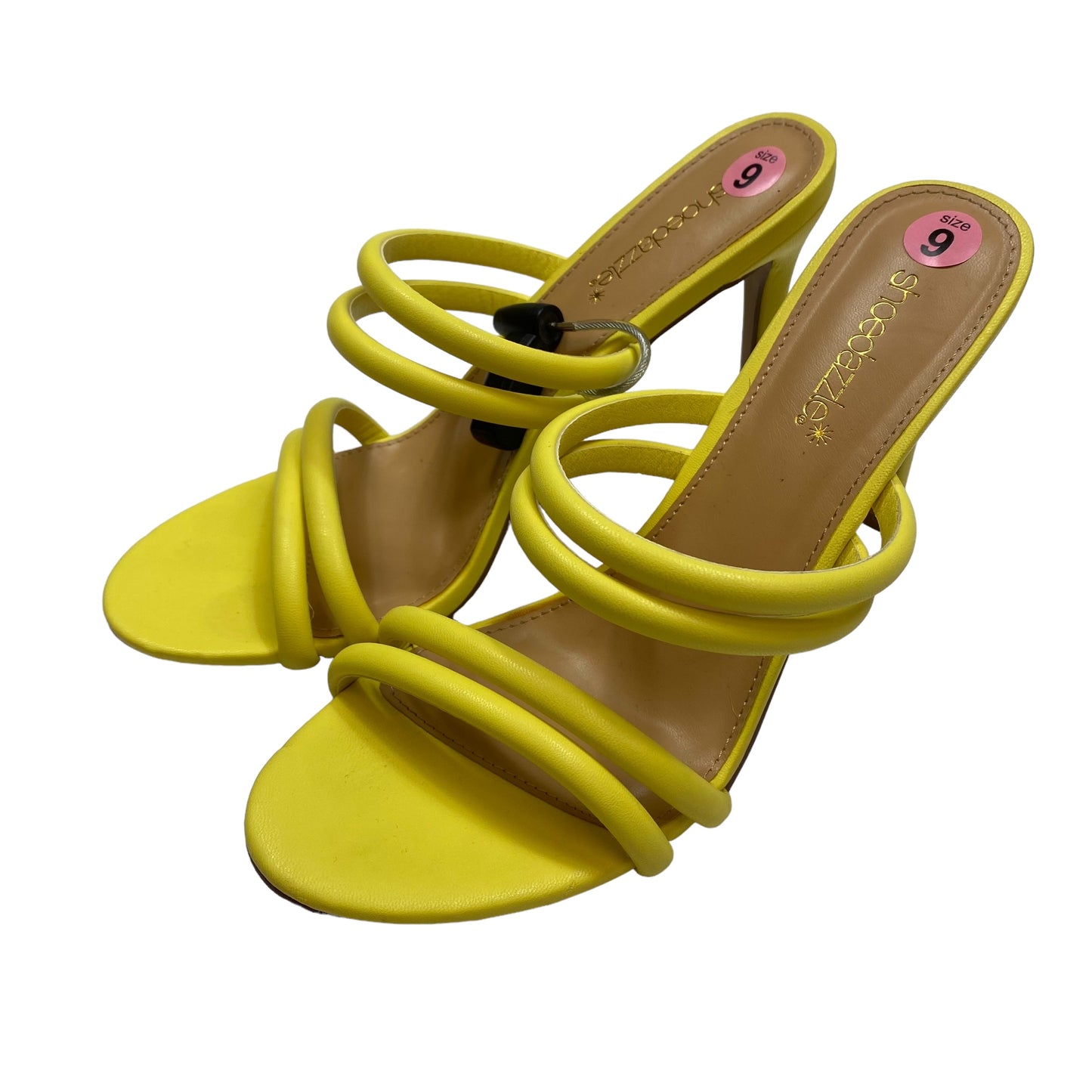 Yellow Sandals Heels Stiletto Shoedazzle, Size 9