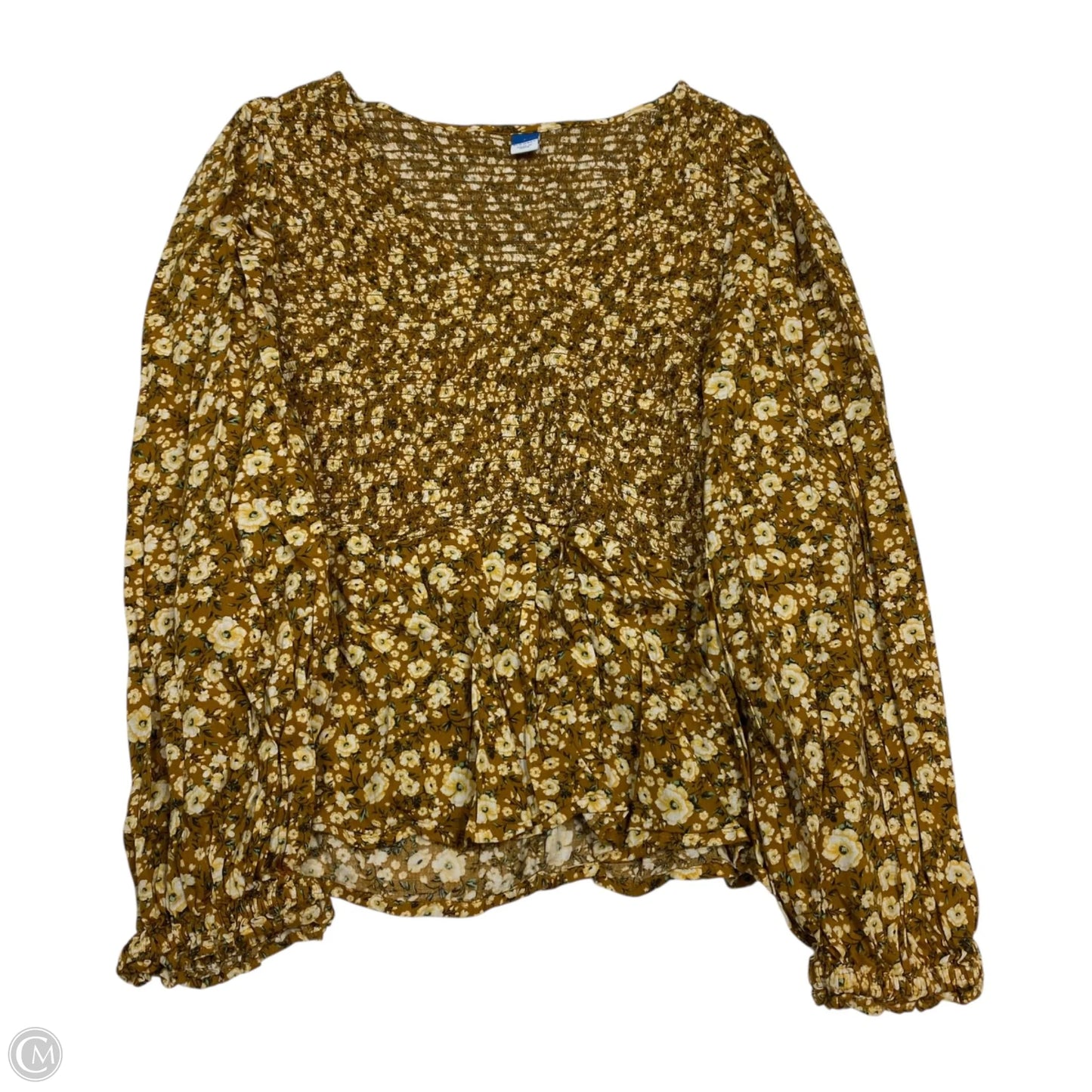 Top Long Sleeve By Old Navy In Brown & Yellow, Size: L