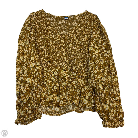 Top Long Sleeve By Old Navy In Brown & Yellow, Size: L