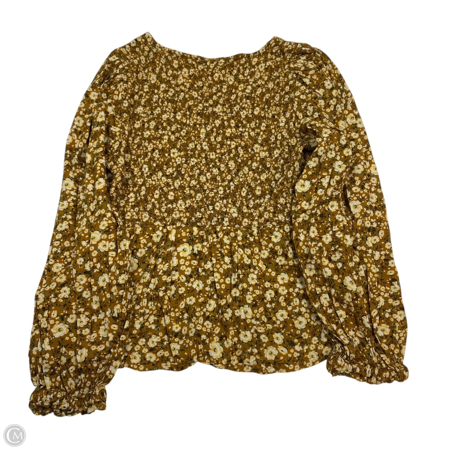 Top Long Sleeve By Old Navy In Brown & Yellow, Size: L