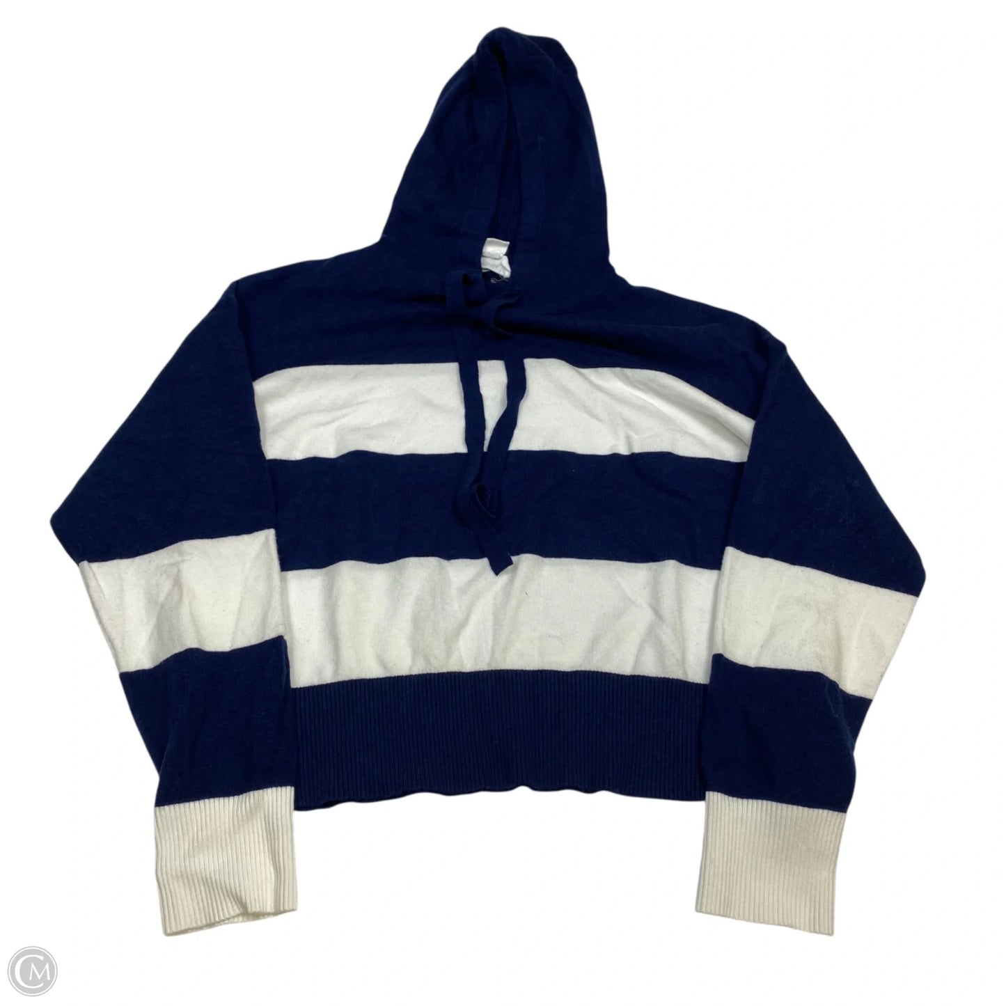 Top Long Sleeve By For The Republic In Blue & White, Size: L