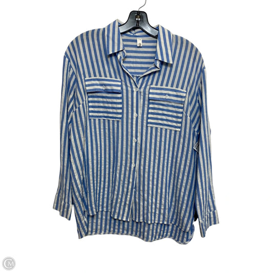 Top Long Sleeve By Cmf In Blue & White, Size: M