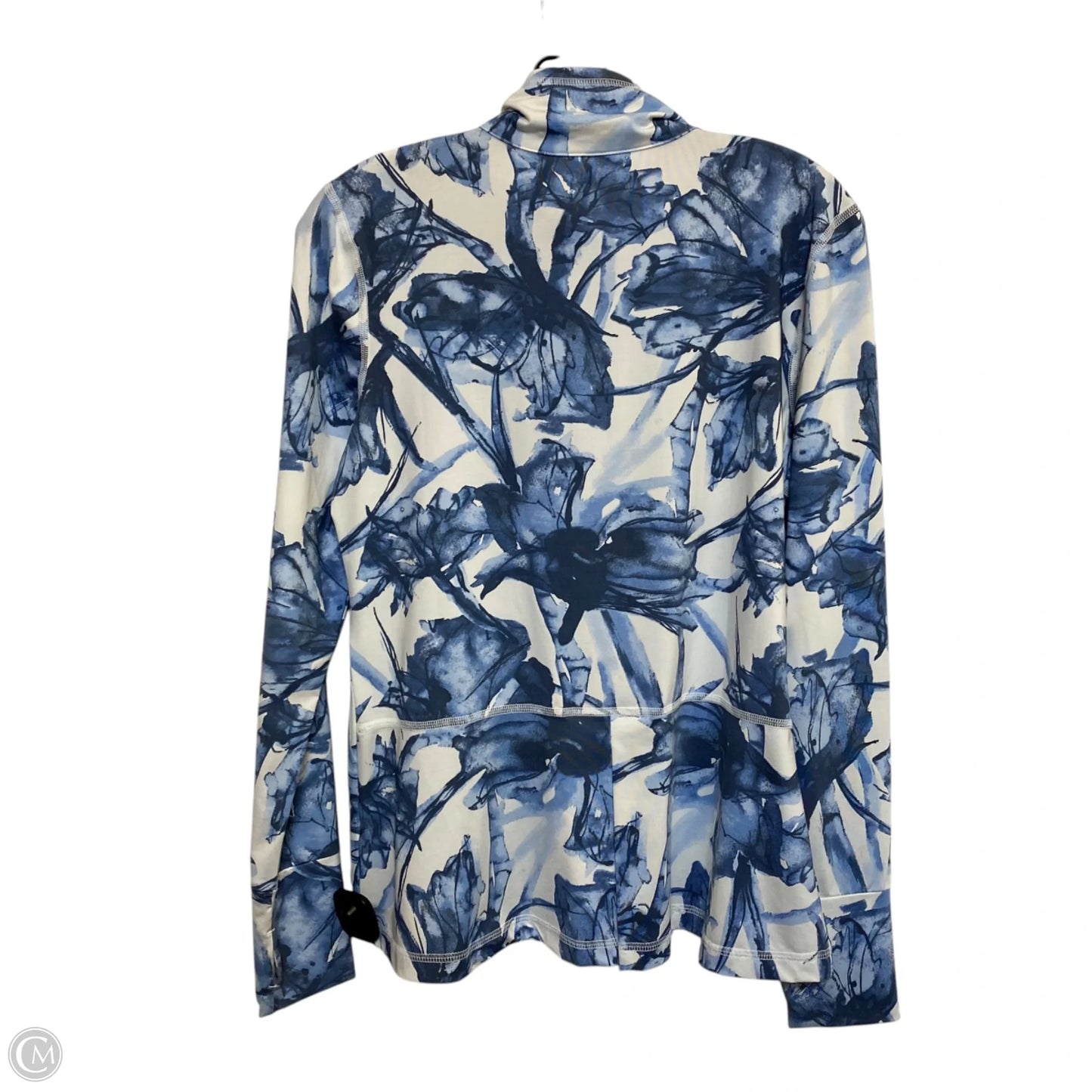 Athletic Jacket By Eleven In Blue & White, Size: L