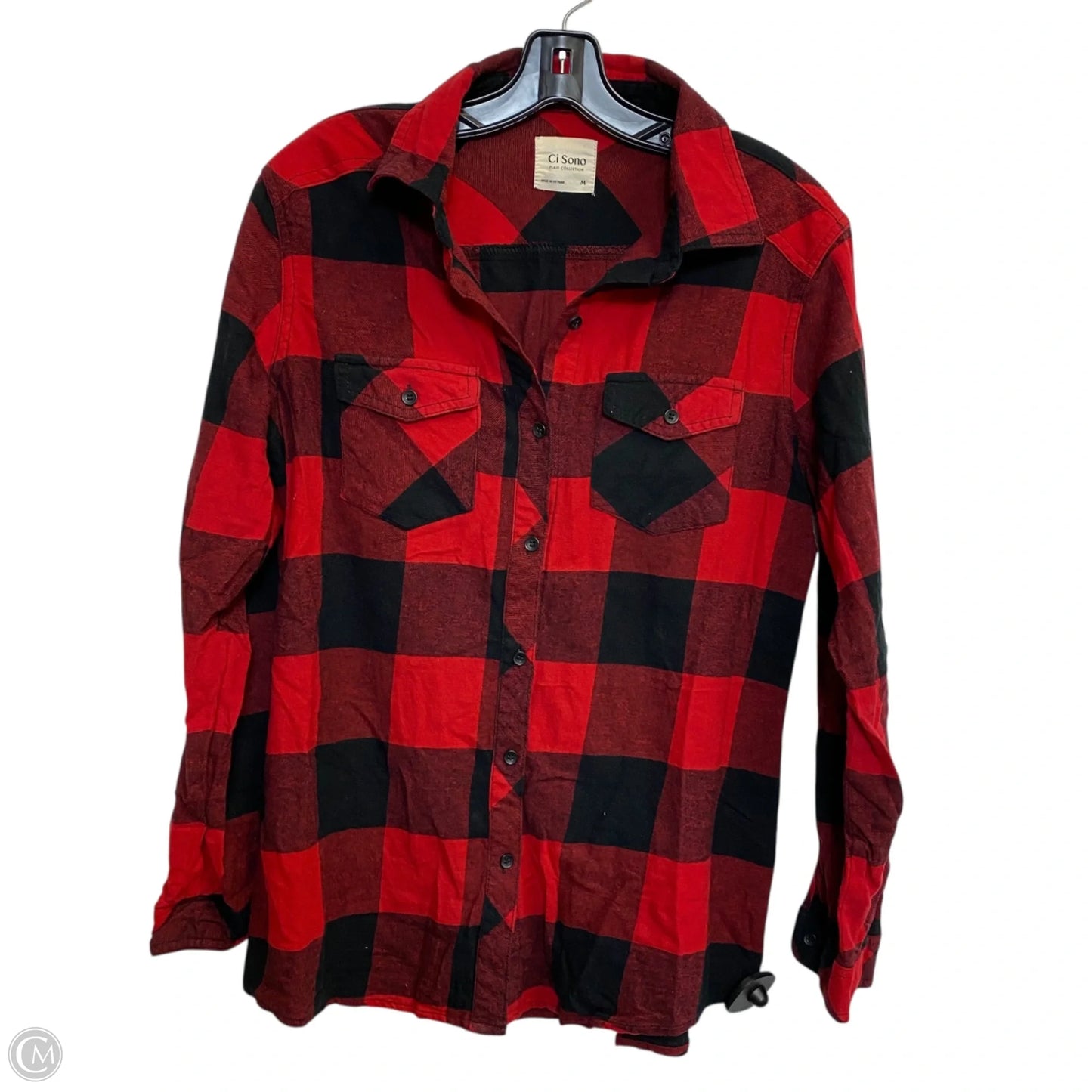 Top Long Sleeve By Ci Sono In Black & Red, Size: M