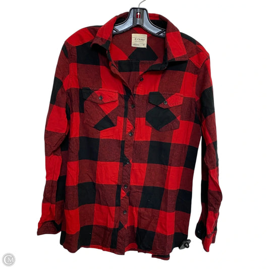 Top Long Sleeve By Ci Sono In Black & Red, Size: M