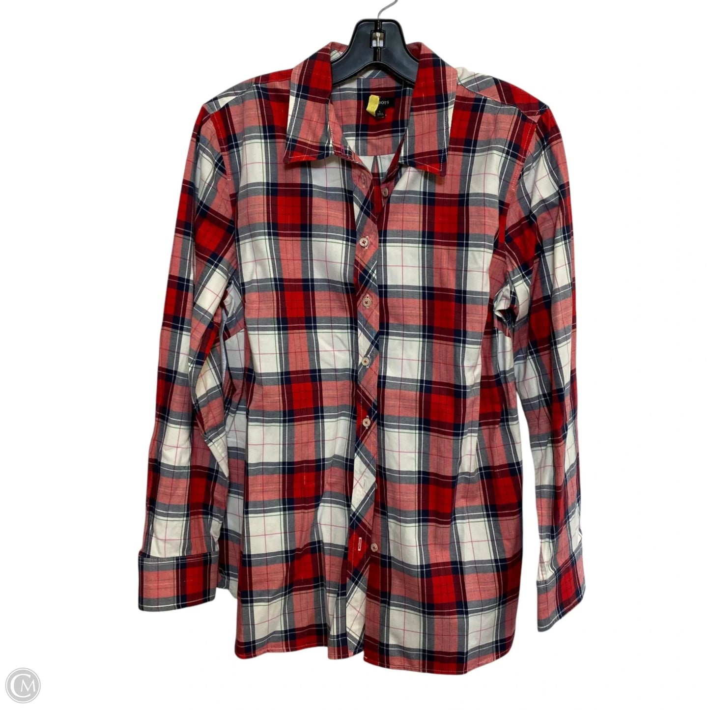 Top Long Sleeve By Talbots In Blue & Red & White, Size: L