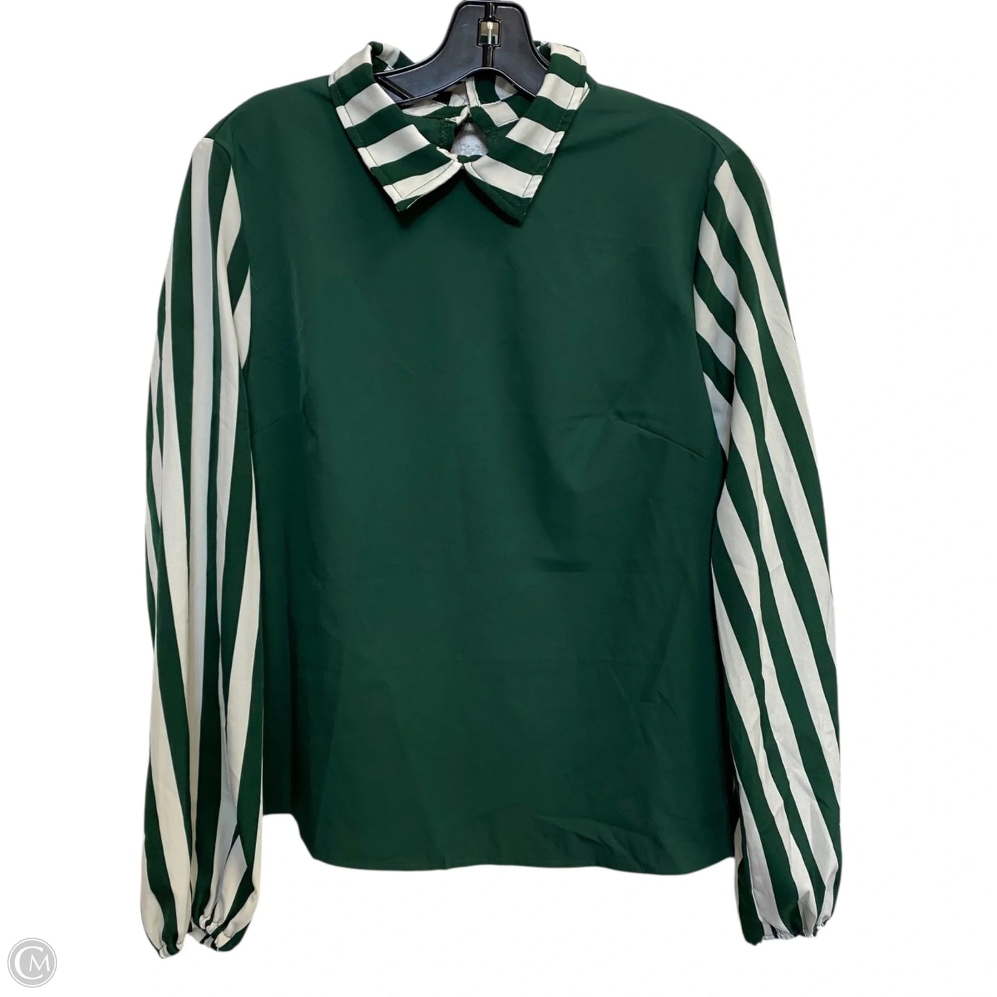 Top Long Sleeve By Shein In Green & White, Size: S