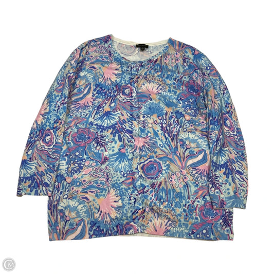 Cardigan By Talbots In Blue & Pink, Size: L