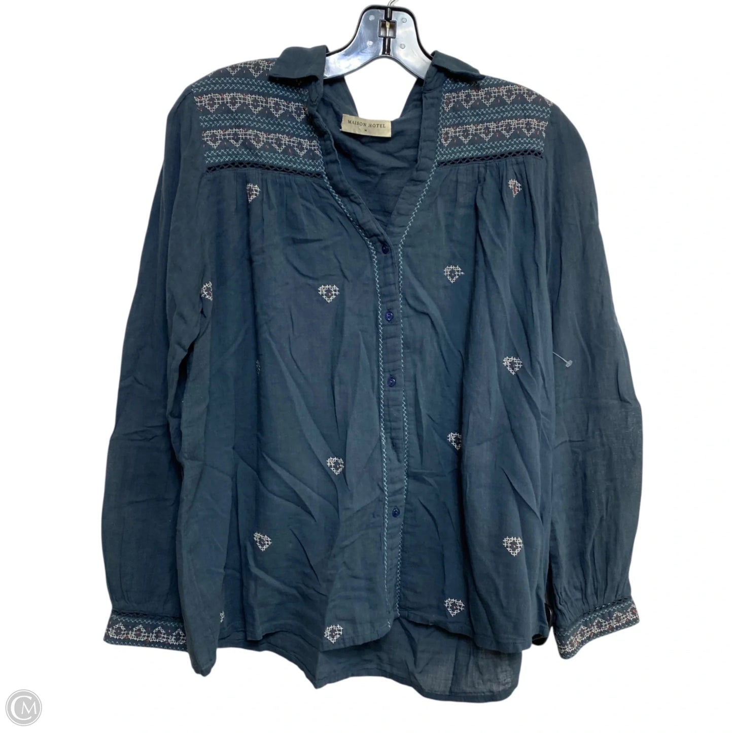 Top Long Sleeve By Maison Hotel In Grey, Size: M