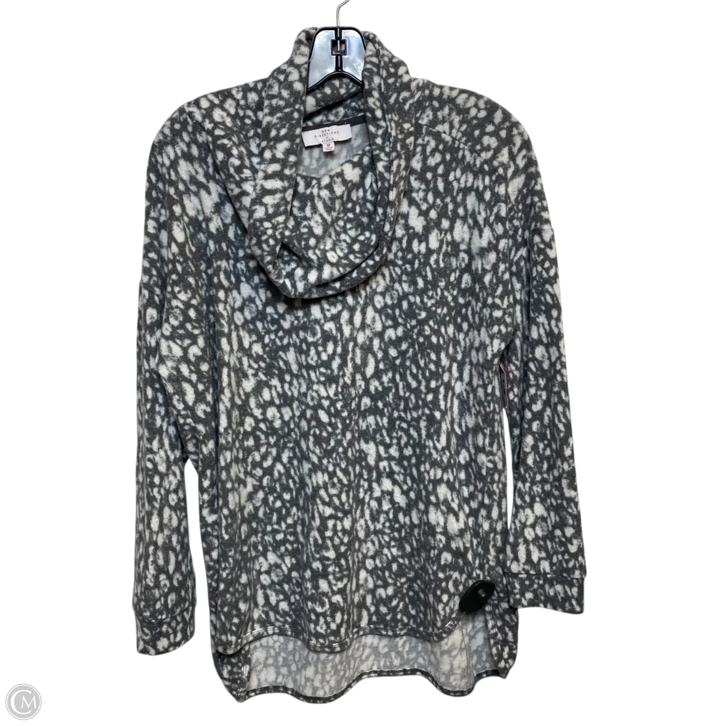 Top Long Sleeve By New Directions In Grey & White, Size: M