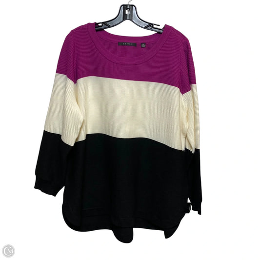 Top Long Sleeve By Cyrus In Cream & Purple, Size: 2x