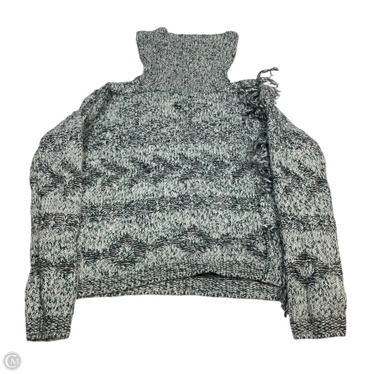 Sweater By Lucky Brand In Green & White, Size: M