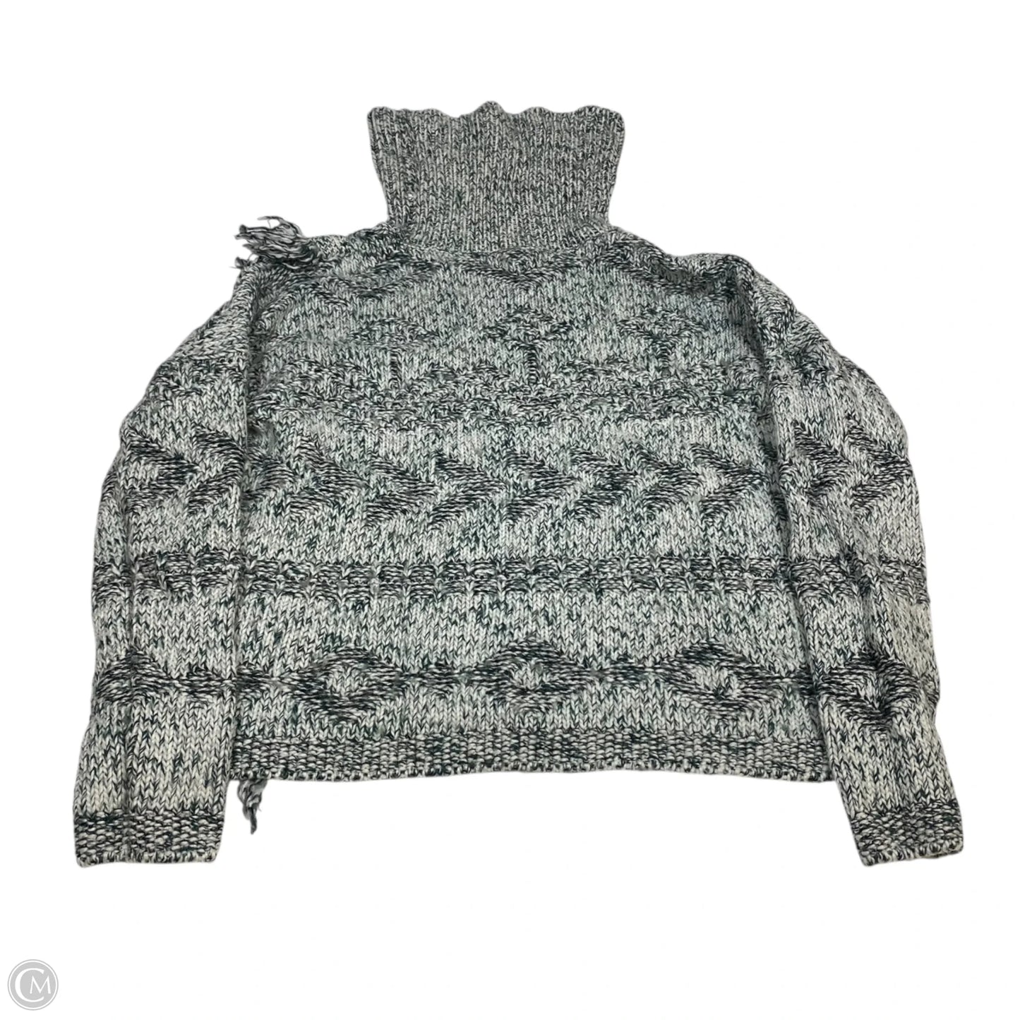 Sweater By Lucky Brand In Green & White, Size: M