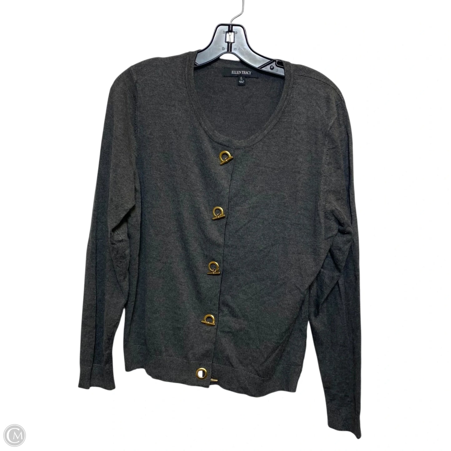 Cardigan By Ellen Tracy In Grey, Size: L