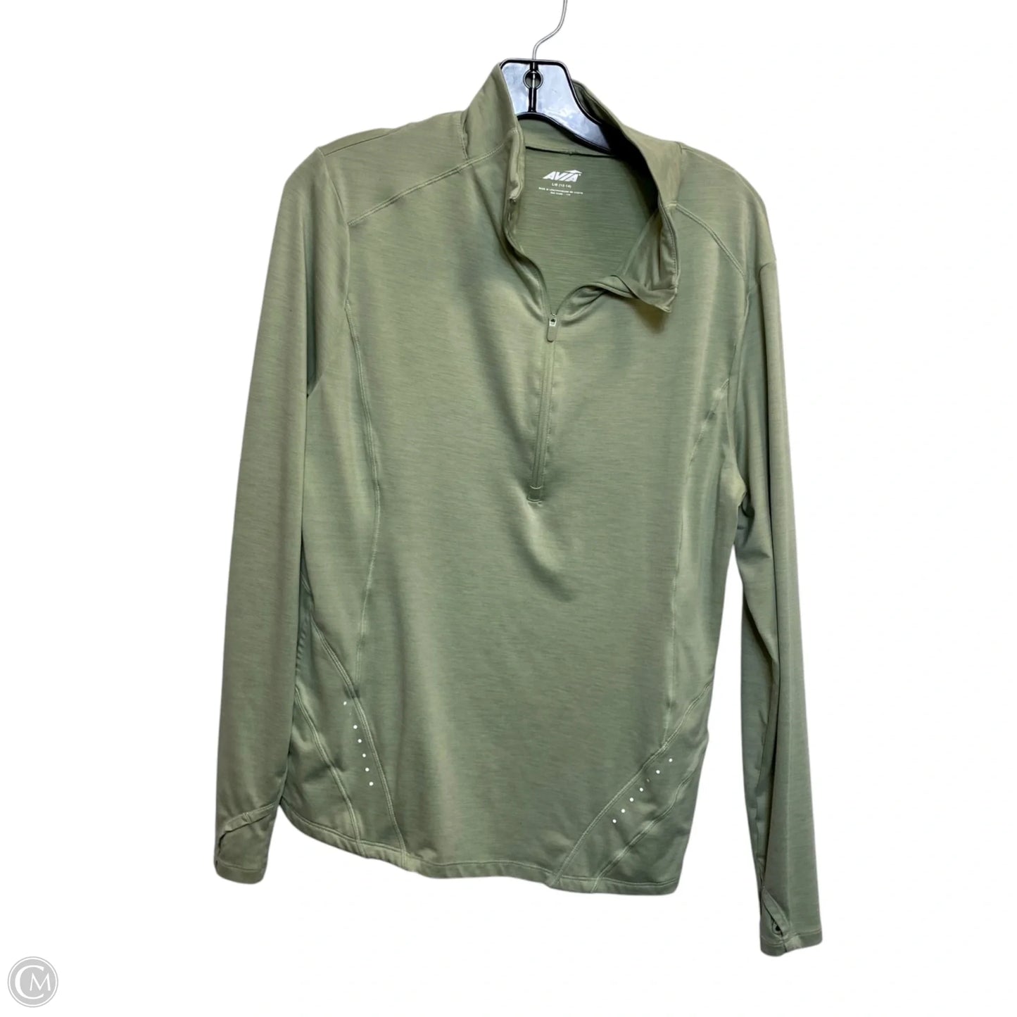 Athletic Top Long Sleeve Collar By Avia In Green, Size: L