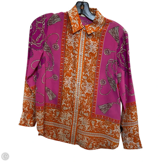 Top Long Sleeve By Maeve In Orange & Pink, Size: Xsp