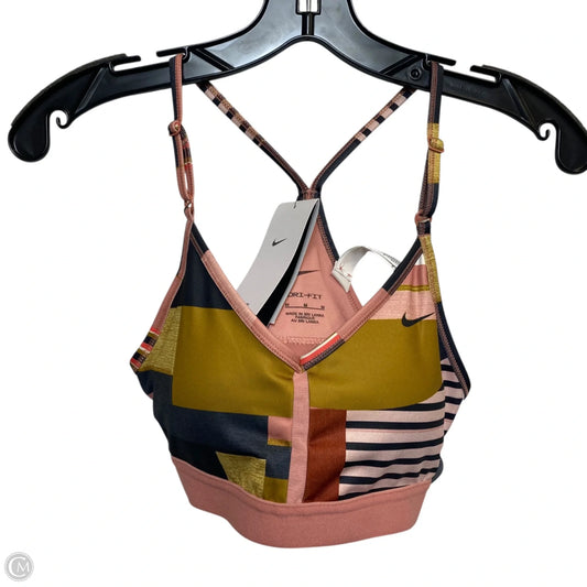 Athletic Bra By Nike In Pink & Yellow, Size: M