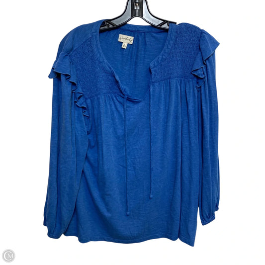 Top Long Sleeve By Wonderly In Blue, Size: L