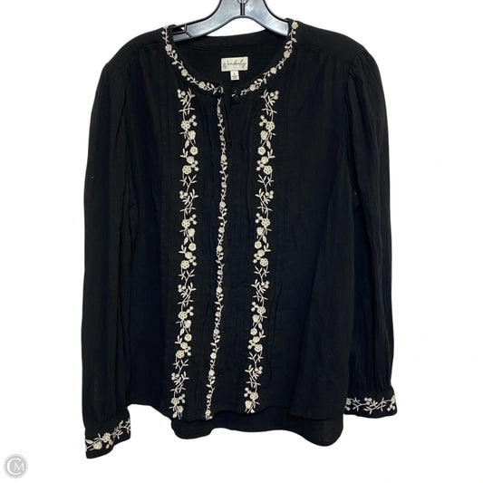 Top Long Sleeve By Wonderly In Black, Size: L