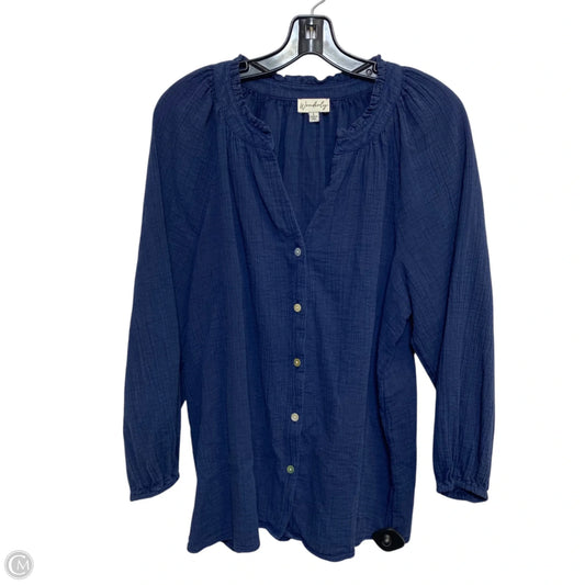 Top Long Sleeve By Wonderly In Blue, Size: L