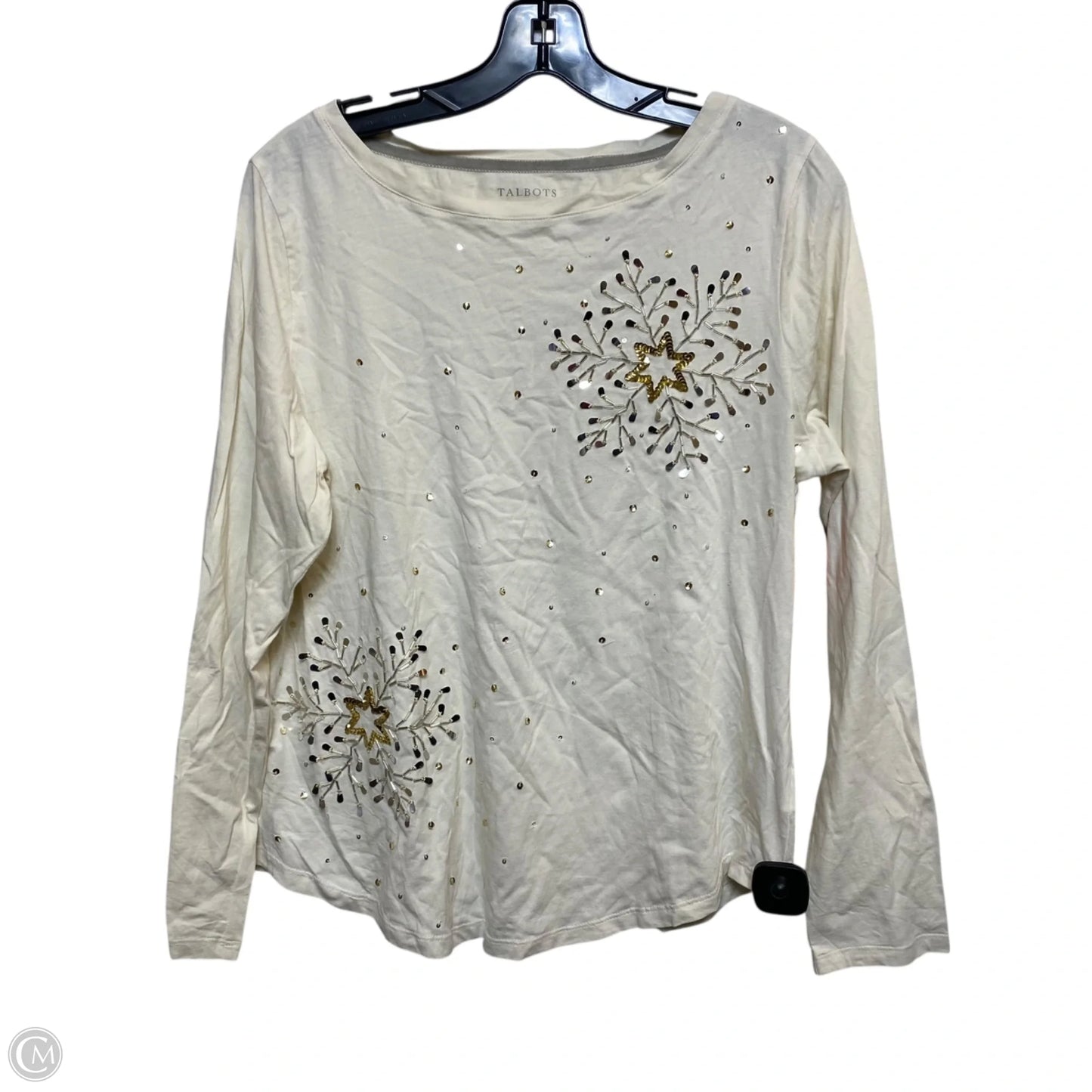 Top Long Sleeve By Talbots In Cream, Size: L