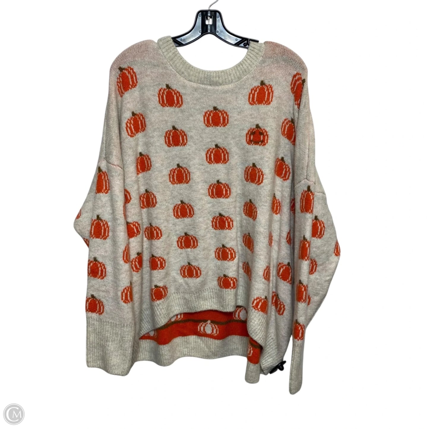 Sweater By Vince Camuto In Cream & Orange, Size: Xxl