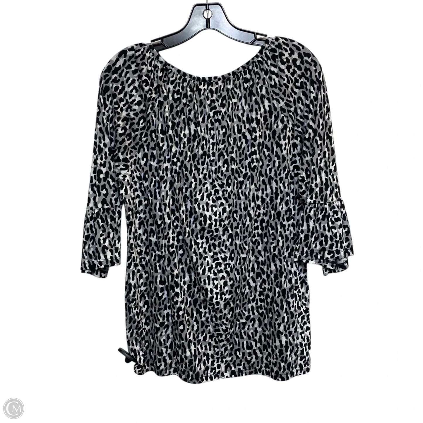 Top 3/4 Sleeve By Michael By Michael Kors In Black & Grey, Size: M