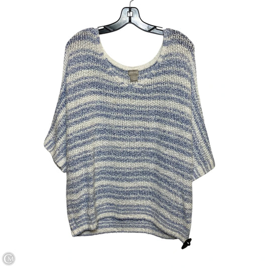 Sweater Short Sleeve By Chicos In Blue & White, Size: Xl