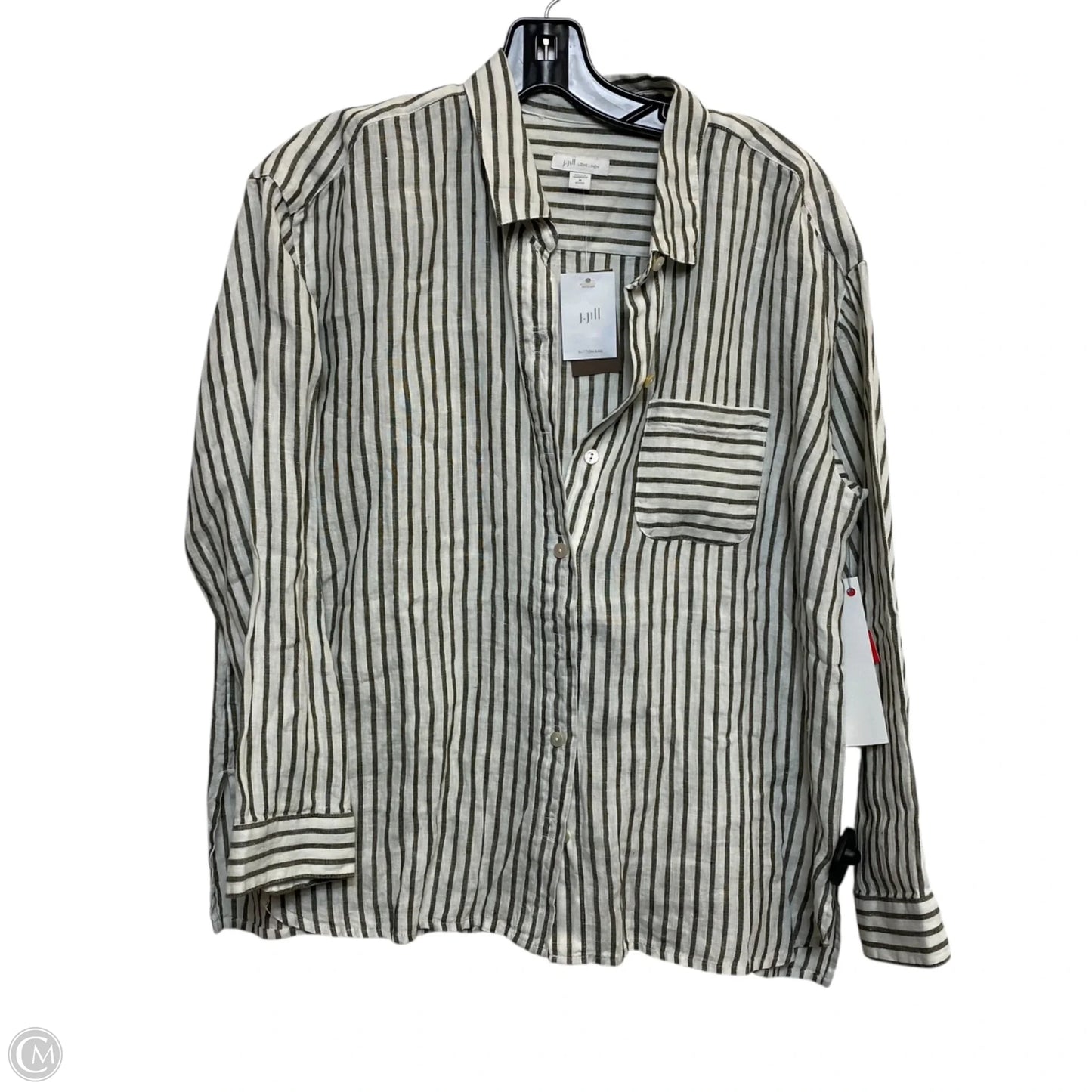 Top Long Sleeve By J. Jill In Green & White, Size: Mp