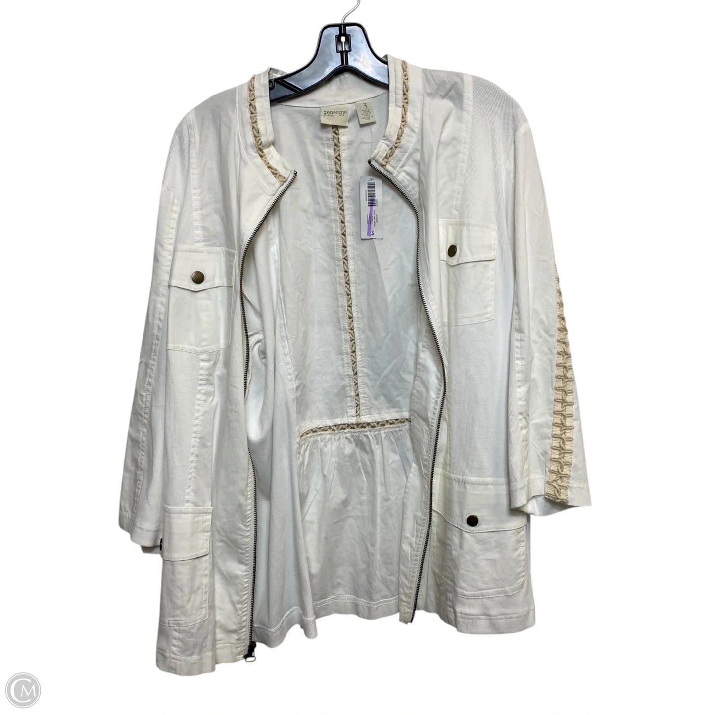 Jacket Utility By Zenergy By Chicos In Cream, Size: Xl