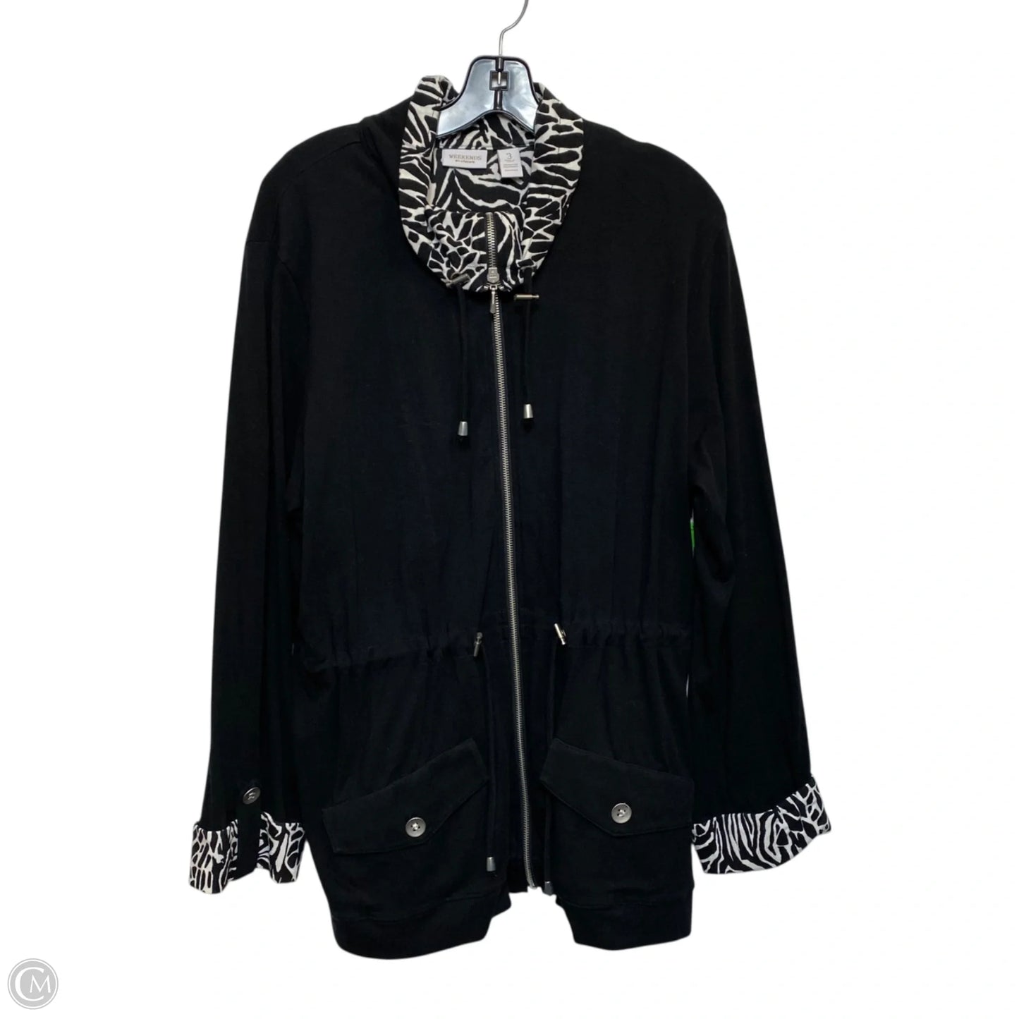 Jacket Other By Chicos In Black & White, Size: Xl