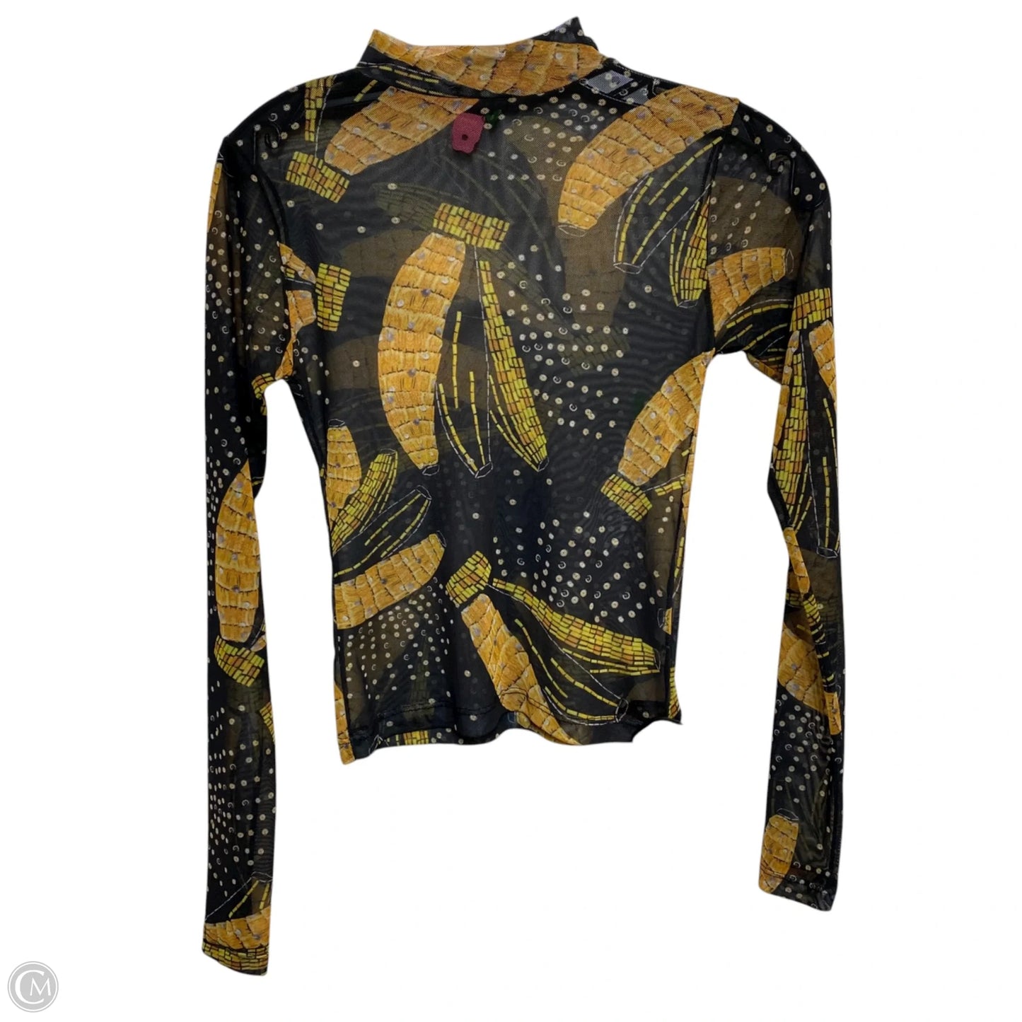 Top Long Sleeve Designer By Farm Rio In Black & Yellow, Size: S