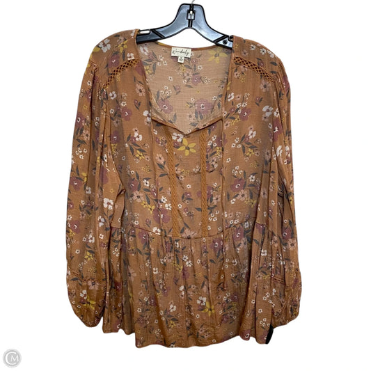 Top Longsleeve By Wonderly In Orange, Size: 1x