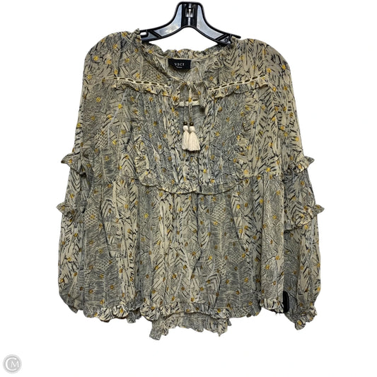 Top Long Sleeve By Vici In Black & Cream, Size: S