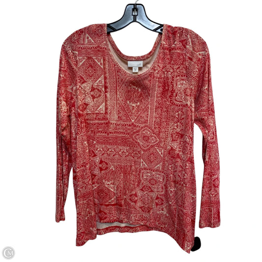 Top Long Sleeve Basic By J. Jill In Cream & Red, Size: Mp