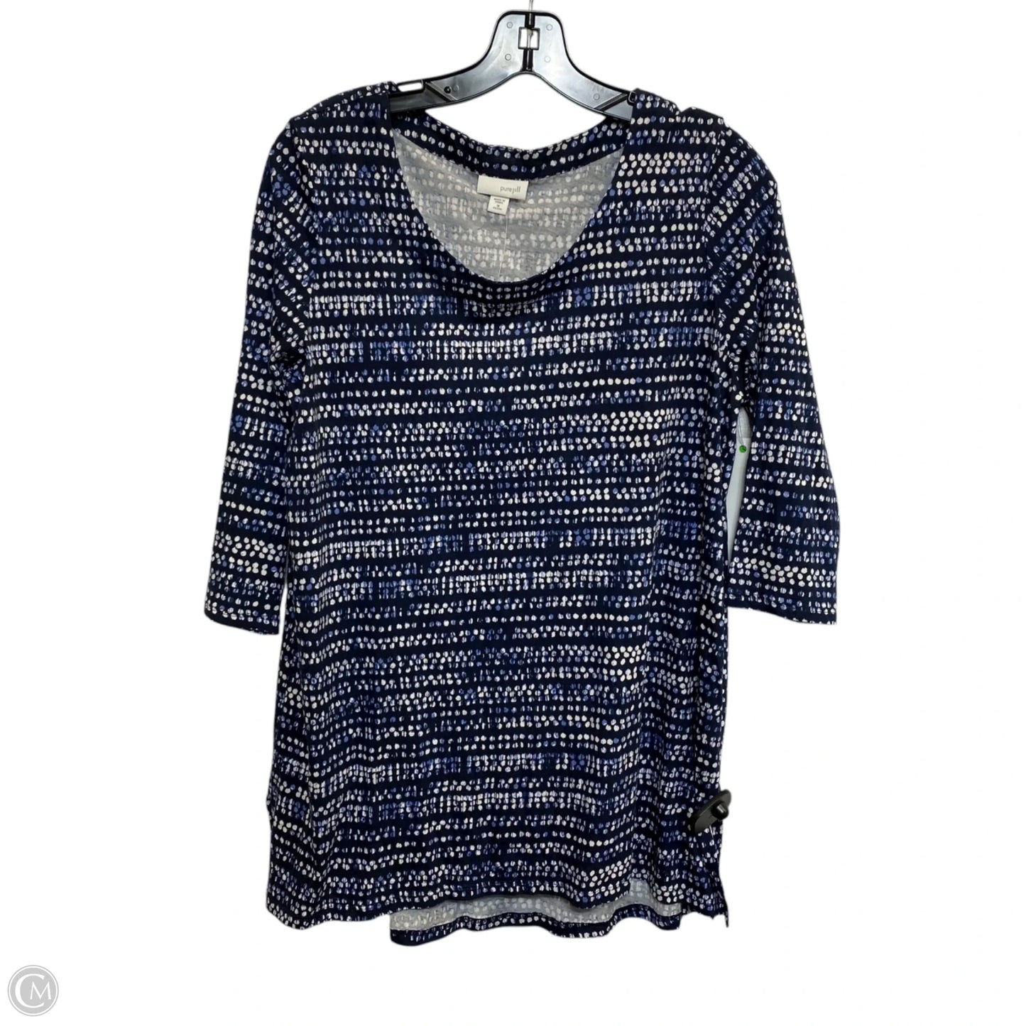 Top 3/4 Sleeve By Pure Jill In Blue & White, Size: Mp